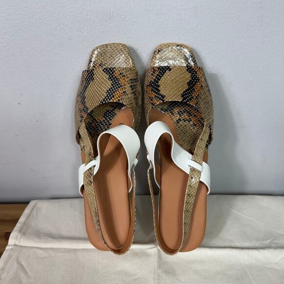 Keta Heel Rachel Comey New Kinta Slingback Snake Print Sandal Women\'s Size 10.5